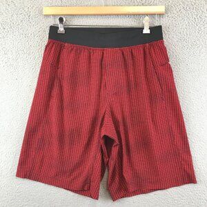 Lululemon Core Shorts Mens M Red Check  Flat Front Stretch